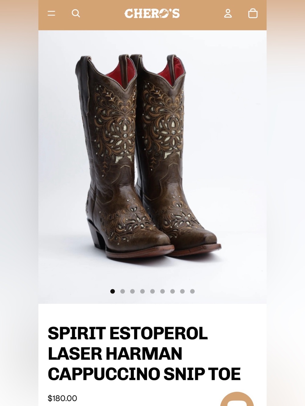 Spirit Estoperol Laser Harman Cappuccino Cowboy Boot - Picture 9 of 9